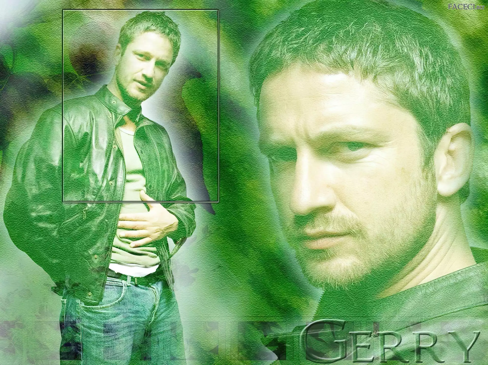 jasne włosy, Gerard Butler, czarna kurtka