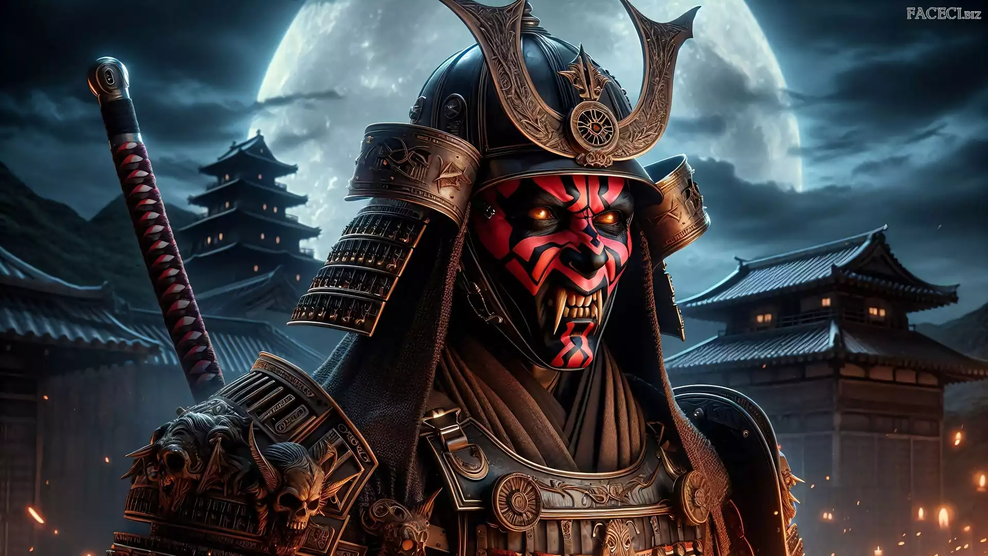 Grafika, Postać, Darth Maul, Samuraj, Zbroja, Maska